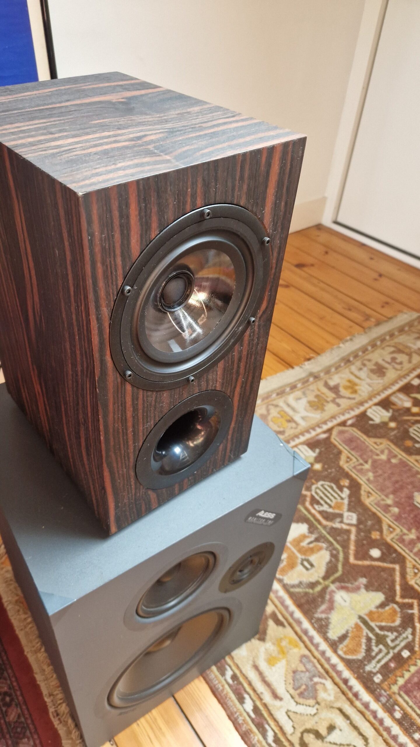 SEAS Loki III, coaxial driver speaker with a macassar ebony wood veneer finish